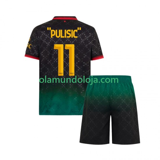 Camisola AC Milan Christian Pulisic 11 Criança Equipamento Quarto 2024-2025 Manga Curta